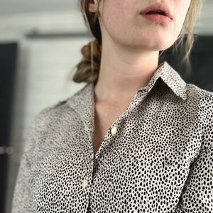 B&W Dotted Button Down Tunic Shirt